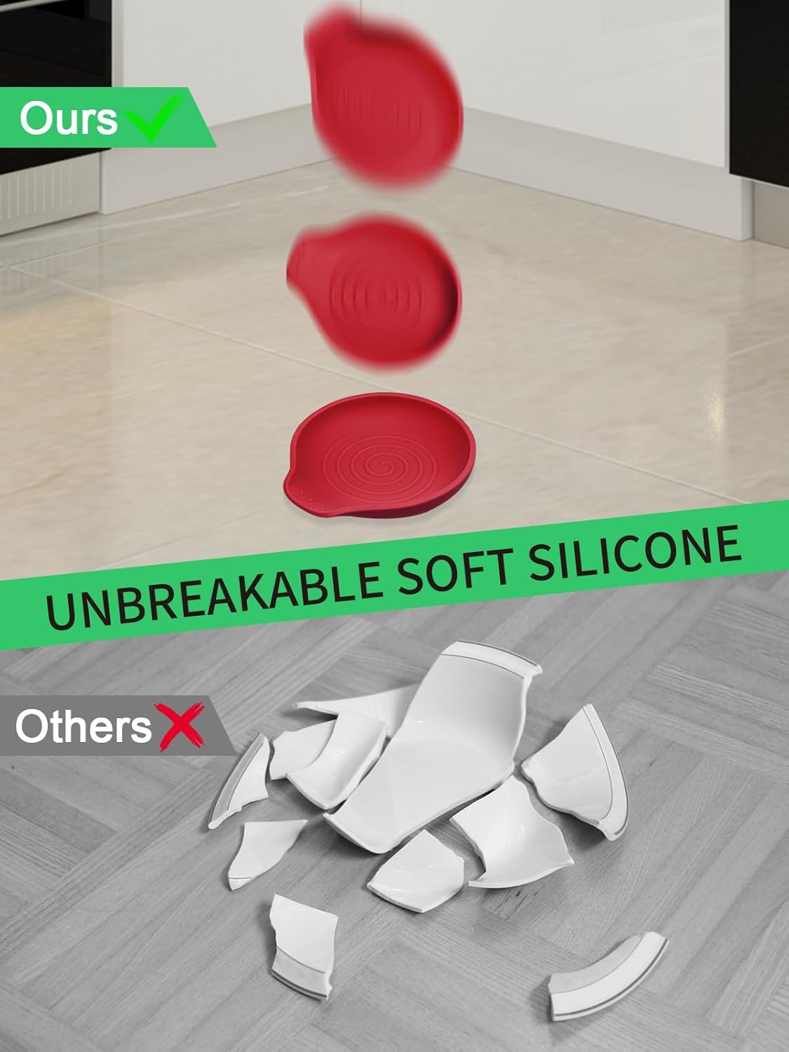 2 Pcs Silicone Spoon Rest Counter Top, 6.1" Large Cooking Spoon Holder for Stove Top, Utensil Rest for Spatula, Tongs, Black & Red