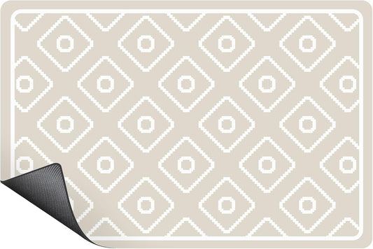 SUEH DESIGN Dish Drying Mat, Absorbent Coffee Mat 23.6 x 15.7 in Quick Dry Kitchen Drying Dish Drain Mat for Kitchen Counter Coffee Bar, Khaki