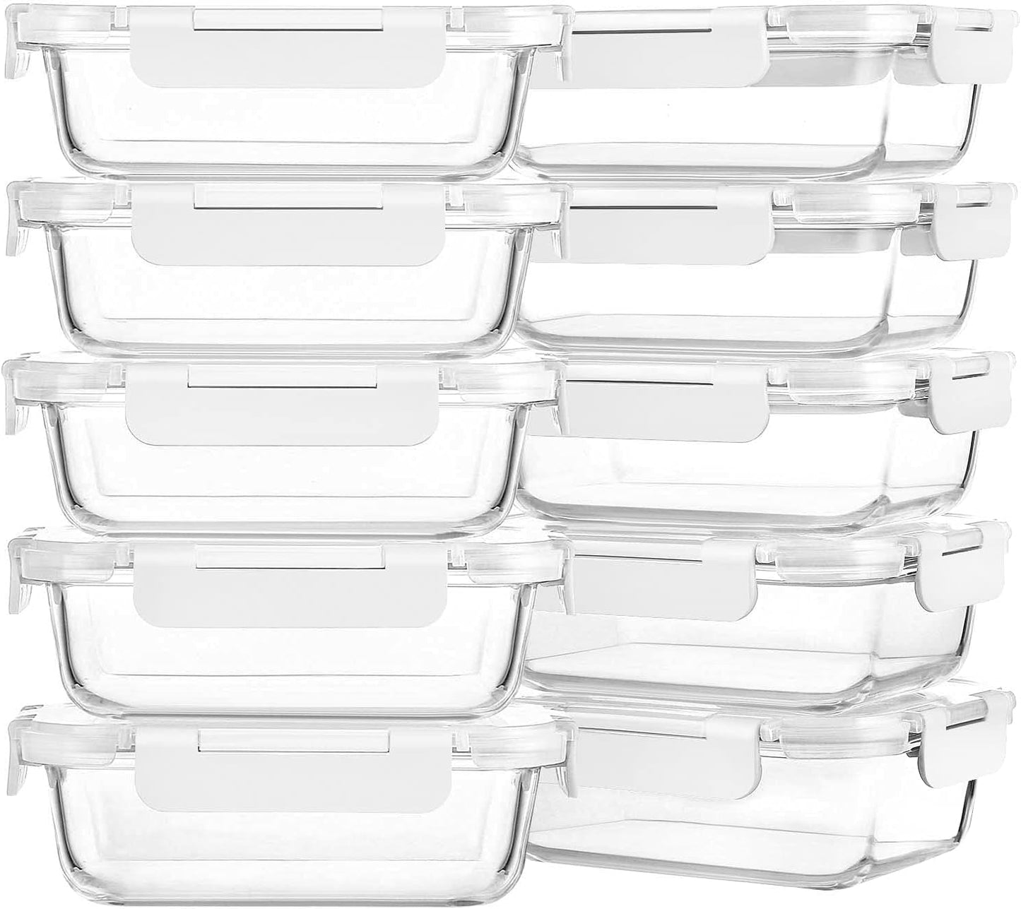 M MCIRCO [10-Pack,22 Oz Glass Meal Prep Containers,Glass Food Storage Containers with lids,Glass Lunch Containers,Microwave, Oven, Freezer and Dishwasher, White