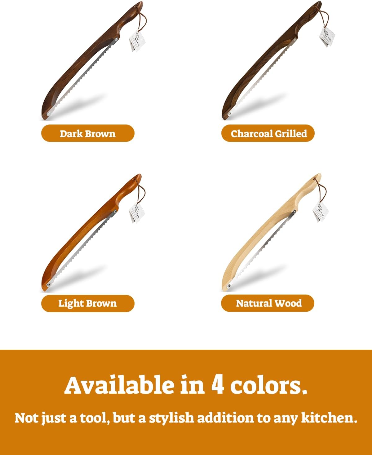 16.5” Bread slicer for Homemade Bread, Serrated Bread Knife for homemade bread with Bow Design, Premium Bread Knife, Bread Slicer, Bread Cutter for Bagels, Baguettes, Natural Wood