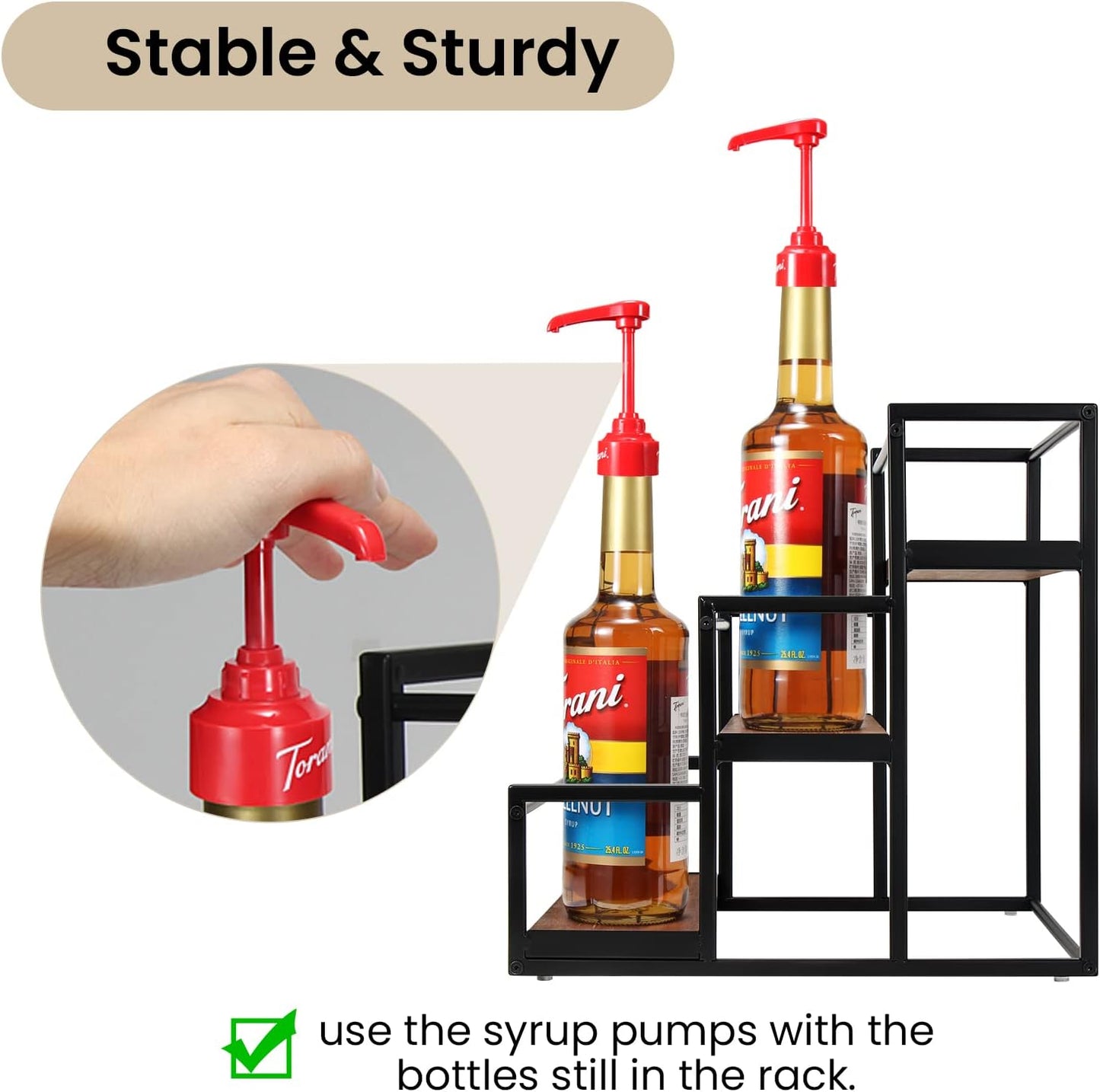 THYGIFTREE Coffee Syrup Rack Organizer 3-Tier 12 Syrup Bottles Holder Stand for Coffee Bar Station Storage Shelves for Syrup, Wine, Dressing for Kitchen