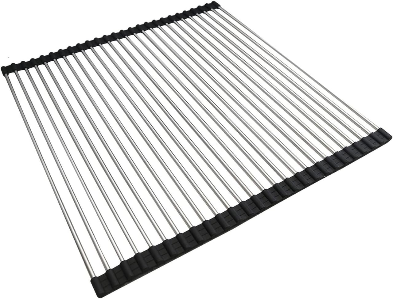 Ahyuan Roll up Dish Drying Rack Over The Sink Kitchen Roll up Sink Drying Rack Portable Dish Drainer Foldable Dish Drying Rack (Black, 20.5''X19.7'')