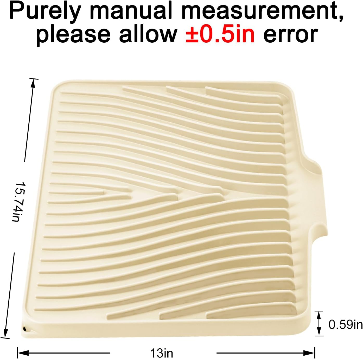 Silicone Dish Drying Mat for Kitchen Counter, Dish Drying Pad, Non-Slip Drain Pad with Built-in Drain, Heat Resistant Stone Drying Mat(Yellowish 15.8" x 13")