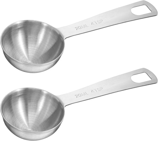 2 Pcs 4/3 Tbsp (4 tsp | 20 ml | 20 cc) Measuring Spoons Tablespoon Measuring Spoon Stainless Steel Measurings Spoon for Kitchen Cooking Spoons(Silver)