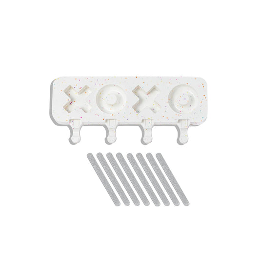 Fancy Sprinkles Serena XO Cakesicle Mold Includes 8 Clear Acrylic Sticks, for Baking & Dessert Decorating, Oven Safe