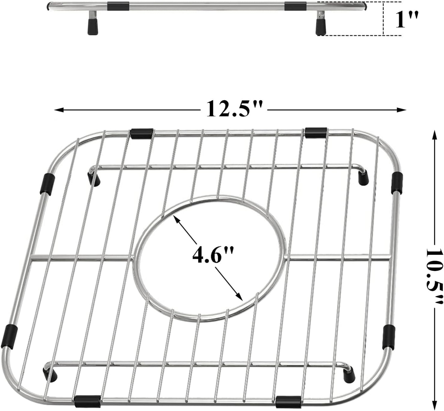 Orgneas Sink Protectors for Kitchen Sink, Universal Double Bowl Sink Bottom Grid 12.5"x10.5"x1.25", 304 Premium Stainless Steel Kitchen Sink Protector Grid Sink Grate Rack Centered Drain 2 Packs