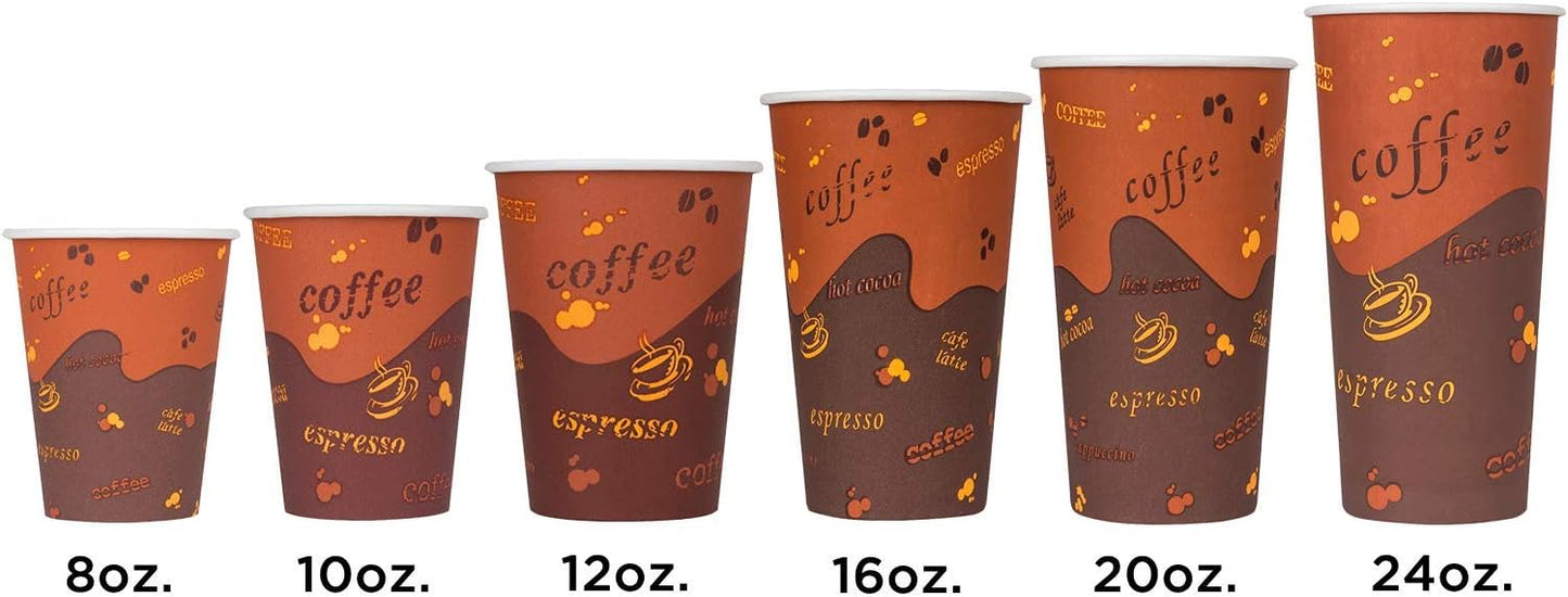 Karat 10 oz Paper Hot Coffee Cups [1000 ct] Disposable, Leak-Resistant Double Poly-Lined Cups for Hot Beverages, 90mm (C-K510)