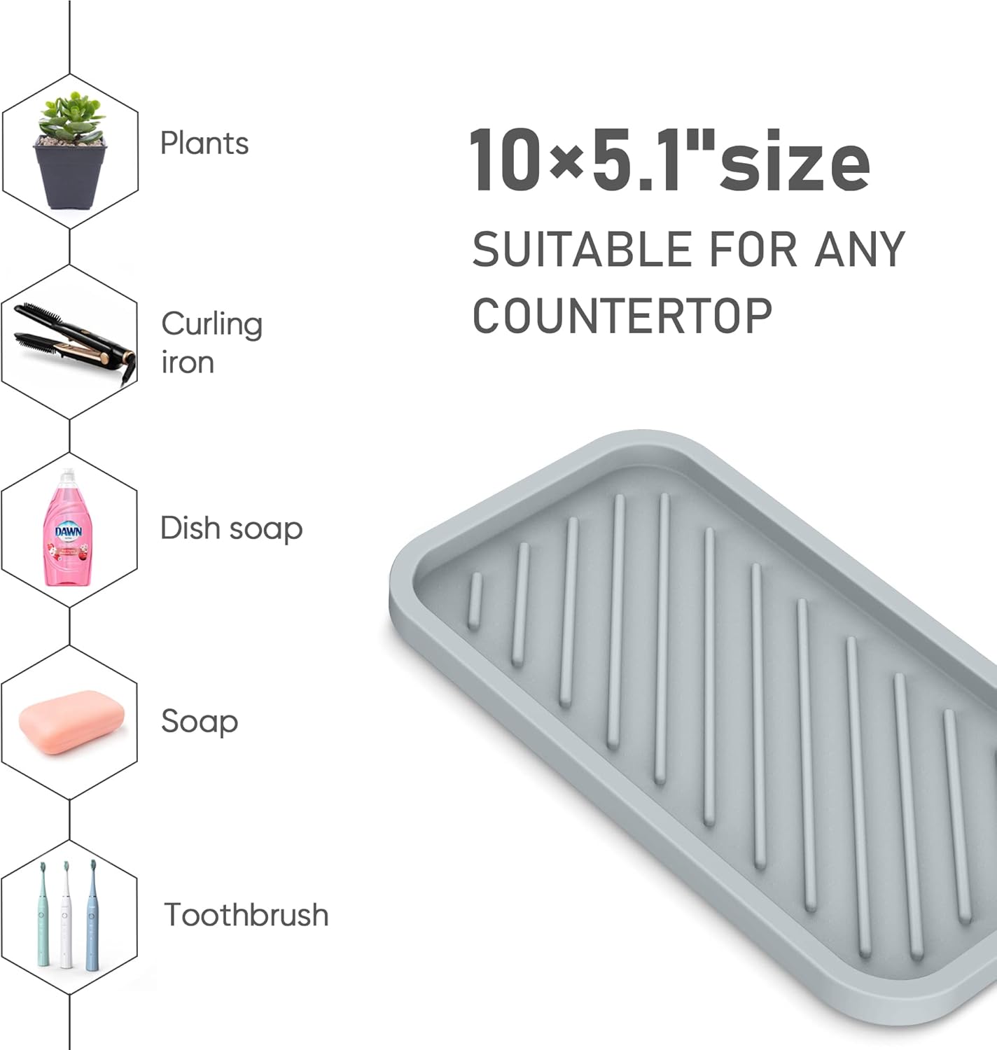 EG-SIPRO Silicone Sponge Holder-Large Thick Durable 10" Sink Organizer Tray-Kitchen & Bathroom
