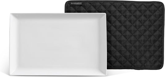 Covermates Keepsakes - Quilted Divider Set - Set of 4 - Scratch & Breakage Protection - Stain Resistant - Machine Washable - China Storage, Black