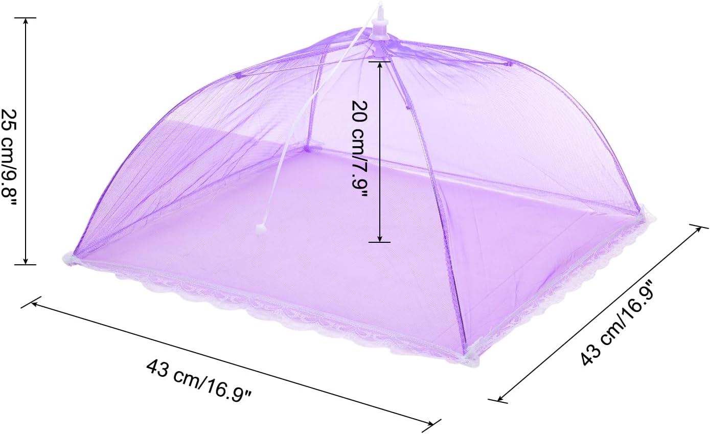uxcell 3 Pcs Large and Tall Food Covers 17" Mesh Food Covers for Outdoors Collapsible Food Protector Covers Tent for Parties Outdoor Picnics BBQs, Purple