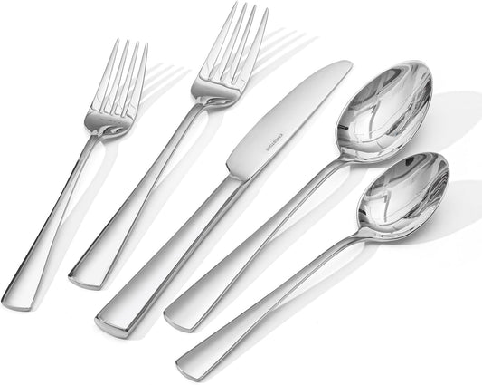 KINGSTONE 18/10 Stainless Steel Flatware, 10-Piece Forged Silverware Set for 2, Mirror Polished Cutlery Set Dishwaher Safe for Home, Restaurant, Wedding, Party