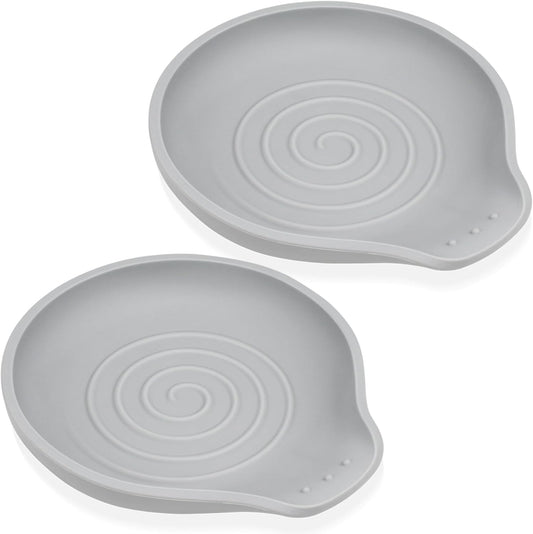 Silicone Spoon Rest for Stove Top - BPA-Free, Heat-Resistant Spoon Holder - Spoon Rest for Kitchen Counter - Large Cooking Utensil Rest for Spoons, Spatulas, Ladles or Tongs - Gray 2 Pack