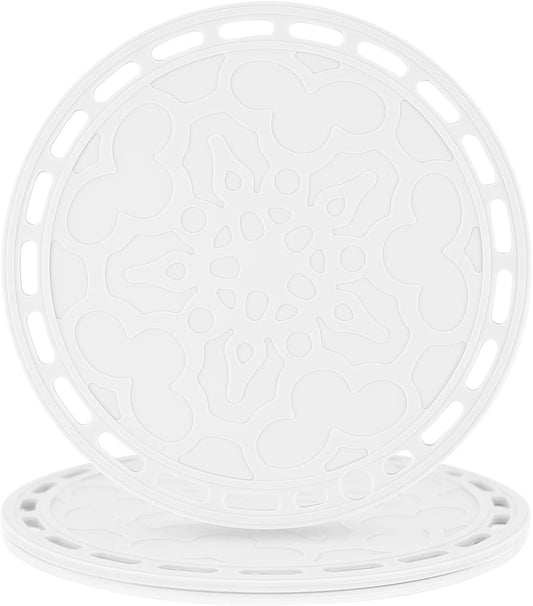 Smithcraft Silicone Trivet Mat - Big Round Silicone Pot Holder and Trivets for Hot Dishes and Pots, Countertops, Tables, Spoon Rest - Set of 3 (White)