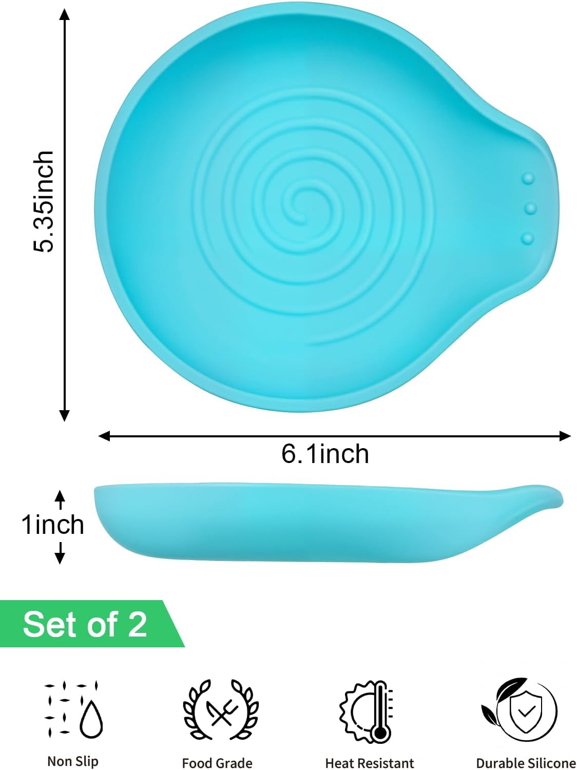 Spoon Rest for Stove Top, Set of 2 Silicone Spoon Rest for Kitchen Countertop, Heat-Resistant Utensil Rest for Spatula, Tongs or Spoon (1, 1 PCS - Blue)