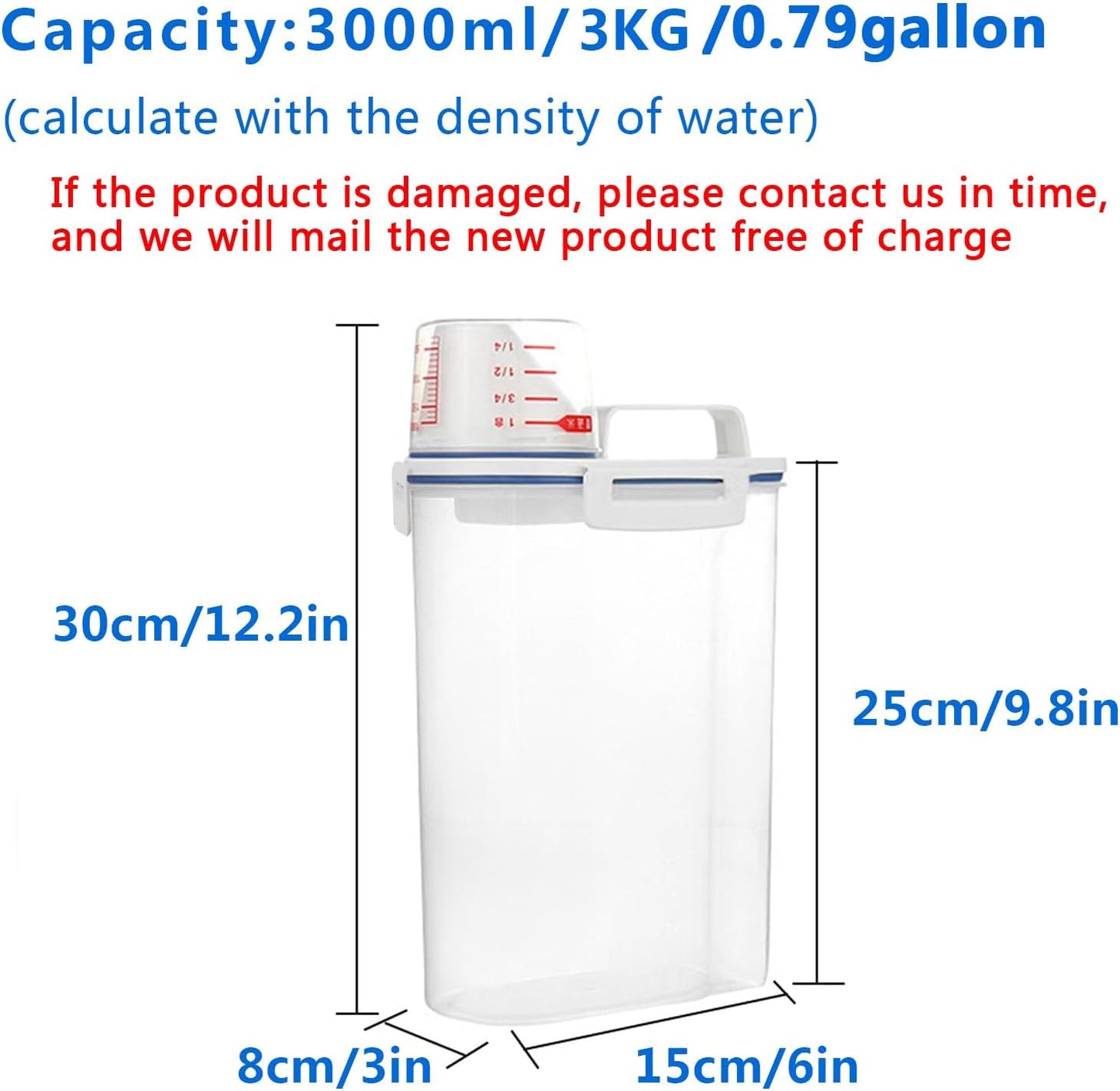 5.5 Lbs Plastic Transparent Tank, Rice Storage Barrel, Household Food Container Grain Storage Box for Oatmeal, Grain, Cereal, Pasta, Flour (6 Packs)