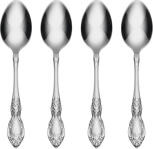 Oneida 2285004E Wordsworth Everyday Flatware Teaspoons, Set Of 4, 18/0 Stainless Steel, 5.93" L x 1.3" W
