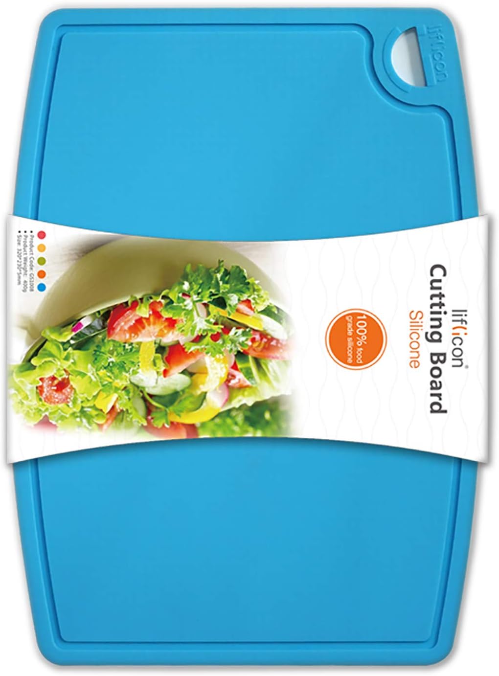 Thick Silicone Cutting Board 12.6'' x 9.1'' Foldable & Flexible Design Juice Grooves Easy Grip Handle Dishwasher Safe-Blue