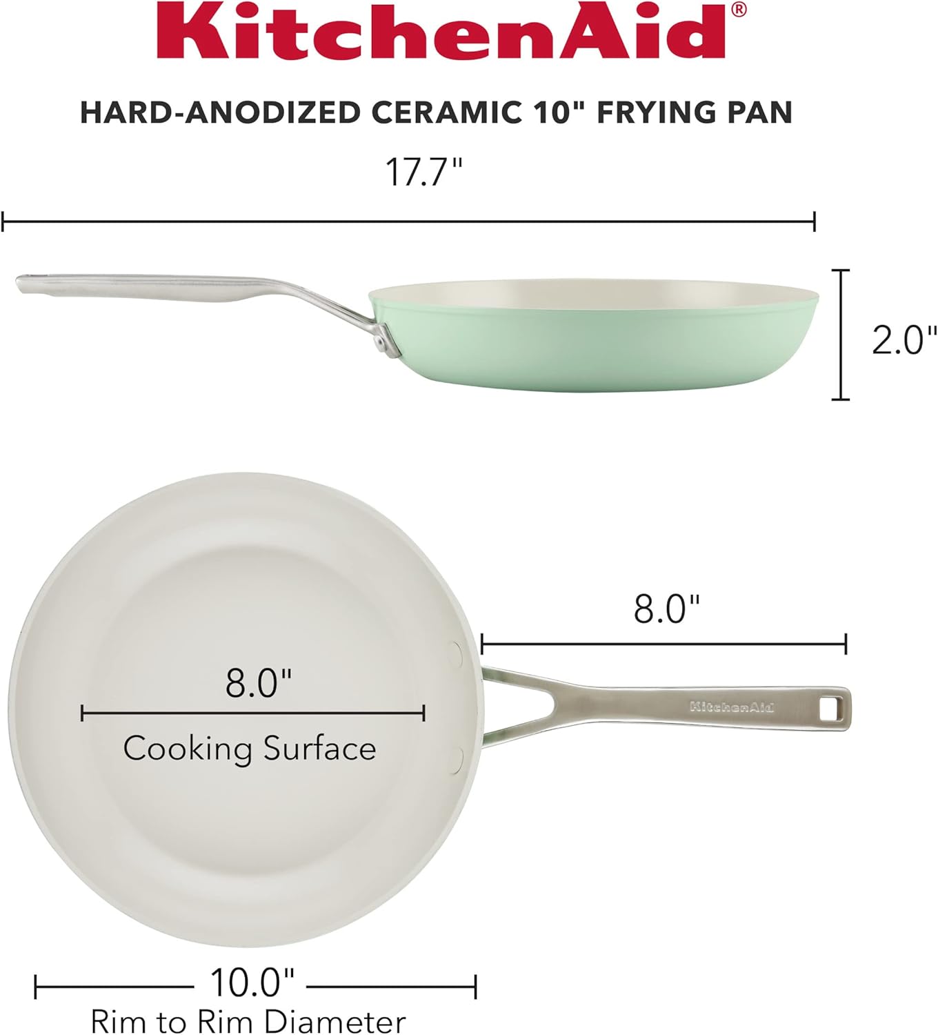 KitchenAid Hard Anodized Ceramic Nonstick Frying Pan/Skillet, 10 Inch, Pistachio