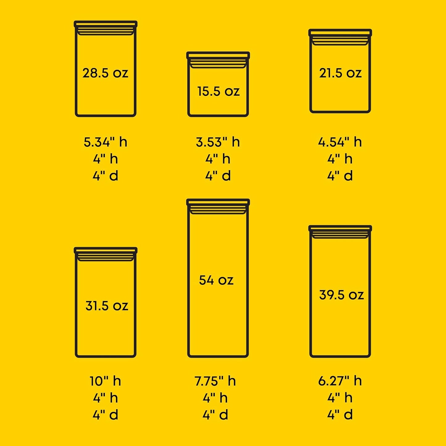 JoyJolt Borosilicate Glass Jars With Bamboo Lids. 6 Pc Set of Air Tight Sealable Containers. Food Jar Canisters with Airtight Lid for Pantry Storage and Kitchen Organization.