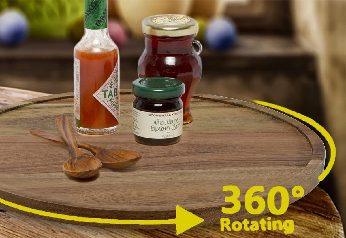 11" Acacia Wood Lazy Susan Organizer Kitchen Turntable for Cabinet Pantry Table Organization,2 Pack