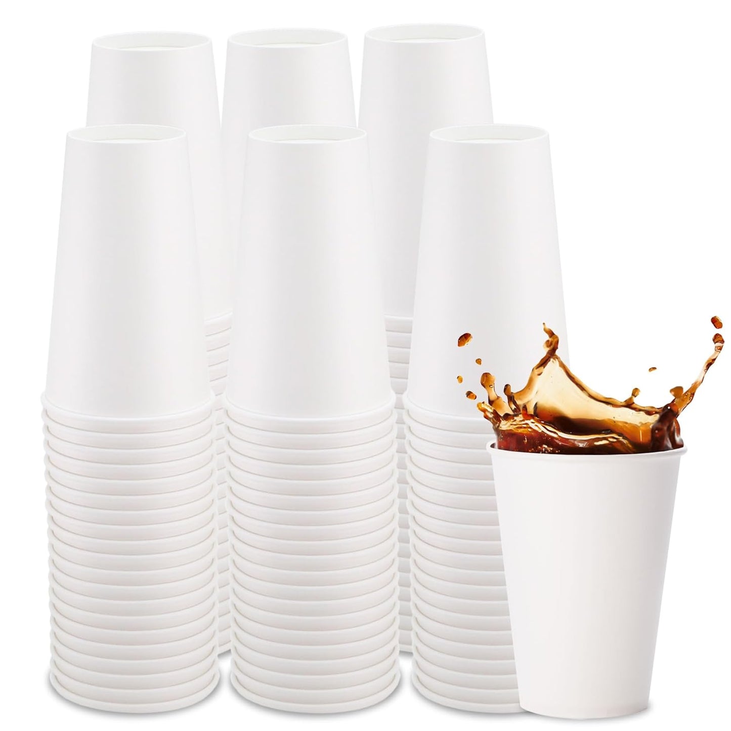 Freshware Coffee Cups 16 oz [100 Pack] Disposable Paper Cups for Hot or Iced Coffee Cup, Slushie Cup, Milkshakes, Smoothies, and Tea
