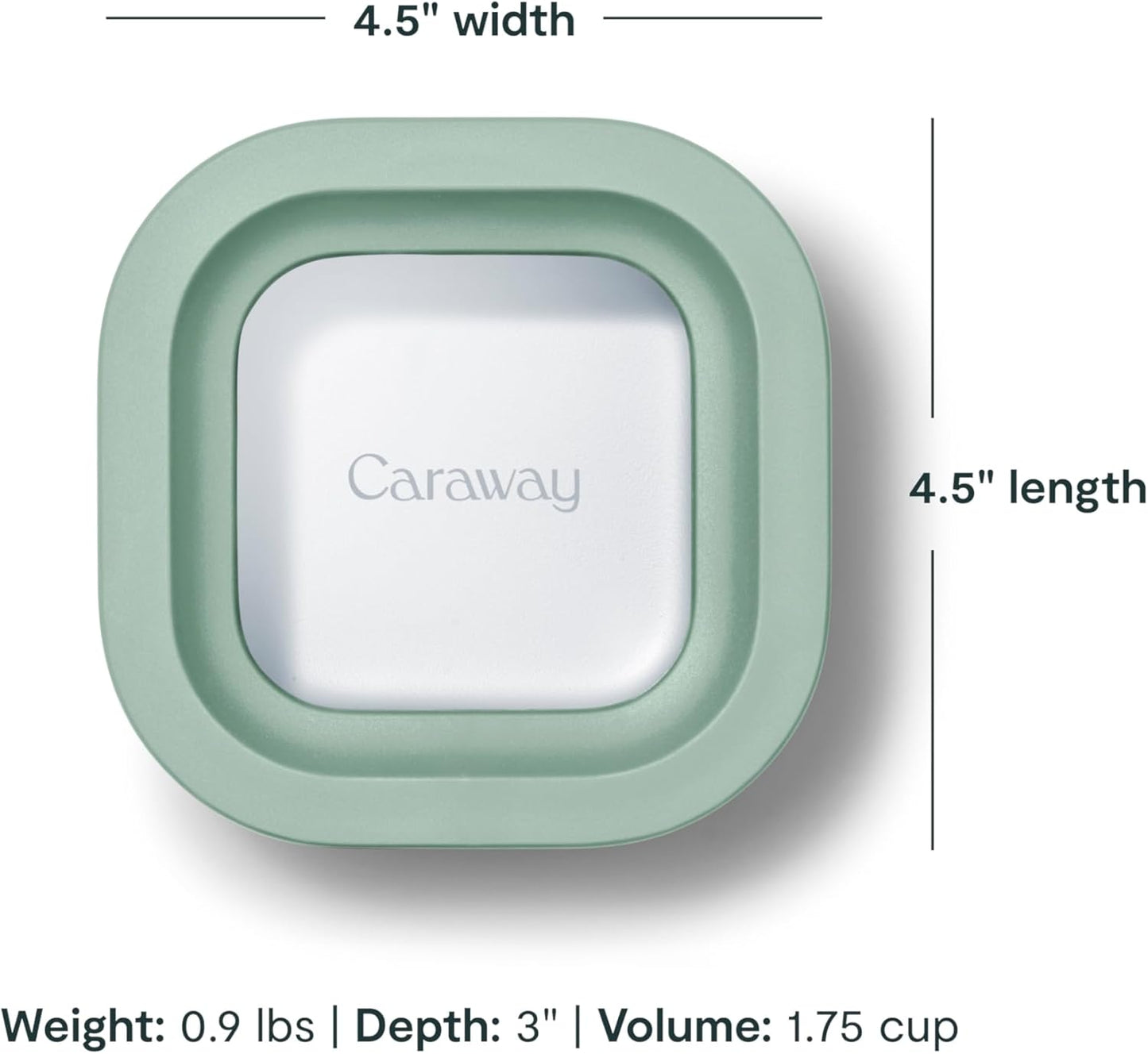 Caraway Mini Square Food Storage Container - 1.75 Cup Glass Storage Container for Food - Non-Toxic Ceramic-Coated Glass - Air Release Technology - Compact & Stackable Design - Mist