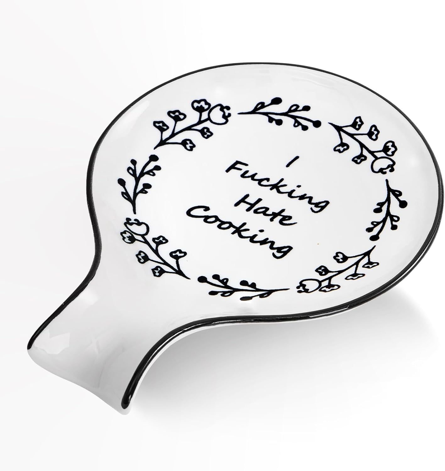 Ceramic Spoon Rest, Cute Spoon Holder for Stove Top and Kitchen Counter, Large Size Utensil Rest for Ladles, Modern Farmhouse Kitchen Decorative