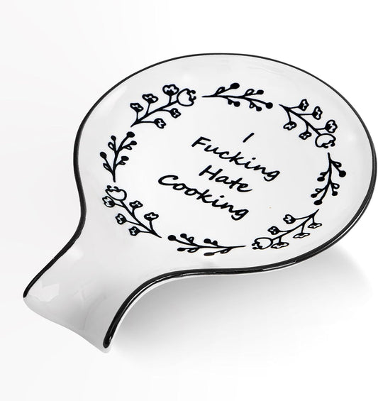 Ceramic Spoon Rest, Cute Spoon Holder for Stove Top and Kitchen Counter, Large Size Utensil Rest for Ladles, Modern Farmhouse Kitchen Decorative