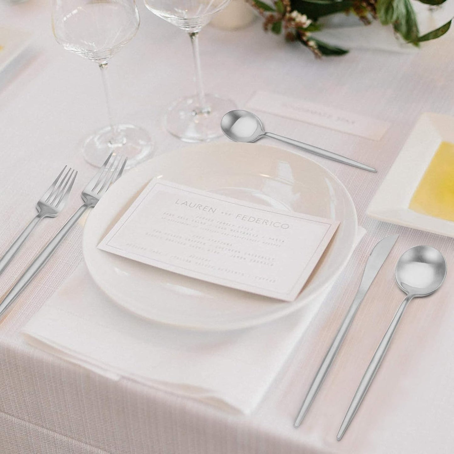 Matte Silverware Set , Oliviola 20-Piece Stainless Steel Flatware Cutlery Set Service for 4, Satin Finish Kitchen Utensil Set, Dishwasher Safe