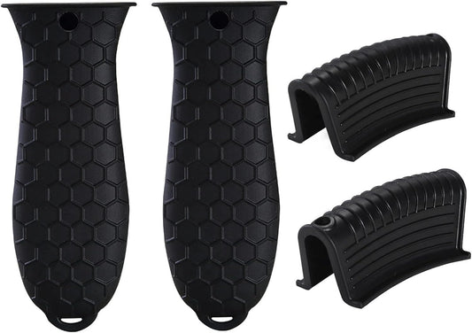 4 Pieces Silicone Hot Tool Holder Heat Resistant Potholder Cookware Handle Non Slip Rubber Pot Holders Handles Grip Covers for Cast Iron Skillet Silicone Cooking Kitchen Suits