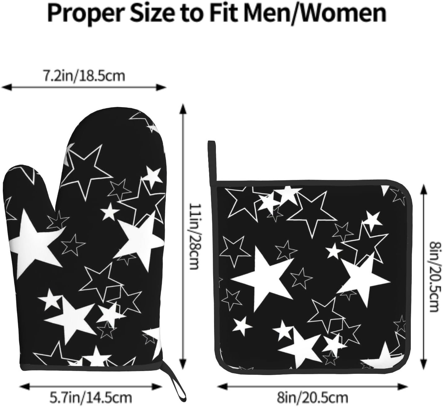 Black Star Oven Mitts and Pot Holder Set of 2 Galaxy Space Heat Resistant Kitchen Oven Gloves Potholders for Baking Cooking Grilling BBQ