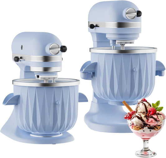 InnoMoon Ice Cream Maker Attachment for KitchenAid Stand Mixer, Compatible for Kitchenaid 4.5QT/5QT/6QT/7QT Stand Mixer, 2-Quart Frozen Yogurt, Sorbet Gelato Maker, Kitchen aid Ice Cream Maker (Blue)