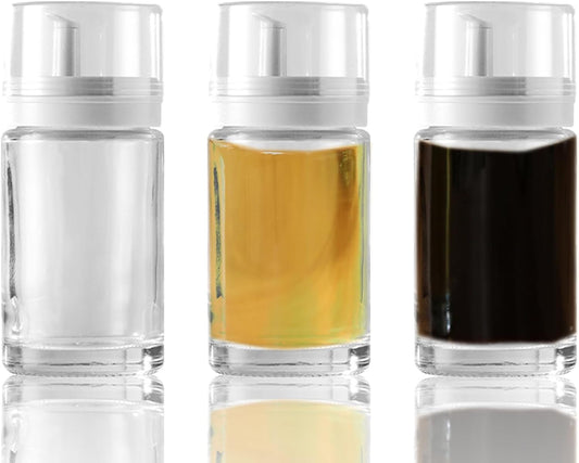 3-Pack Leakproof Small Glass Oil and Vinegar Dispenser Bottles - Perfect for Kitchen Use - 3.38oz Each