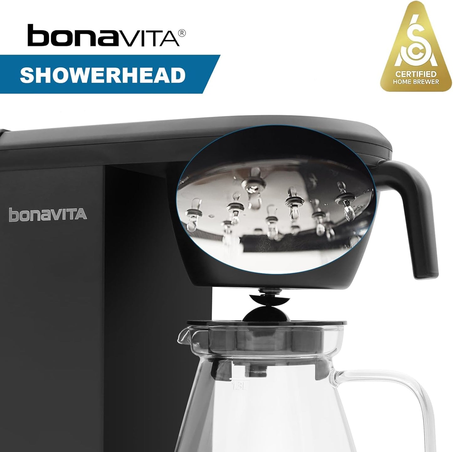 Bonavita Enthusiast 8 Cup Drip Coffee Brewer, Pour Over, SCA Certified Coffee Machine with Thermal Carafe, Stainless Steel Panel, Removable Reservoir, Matte Black