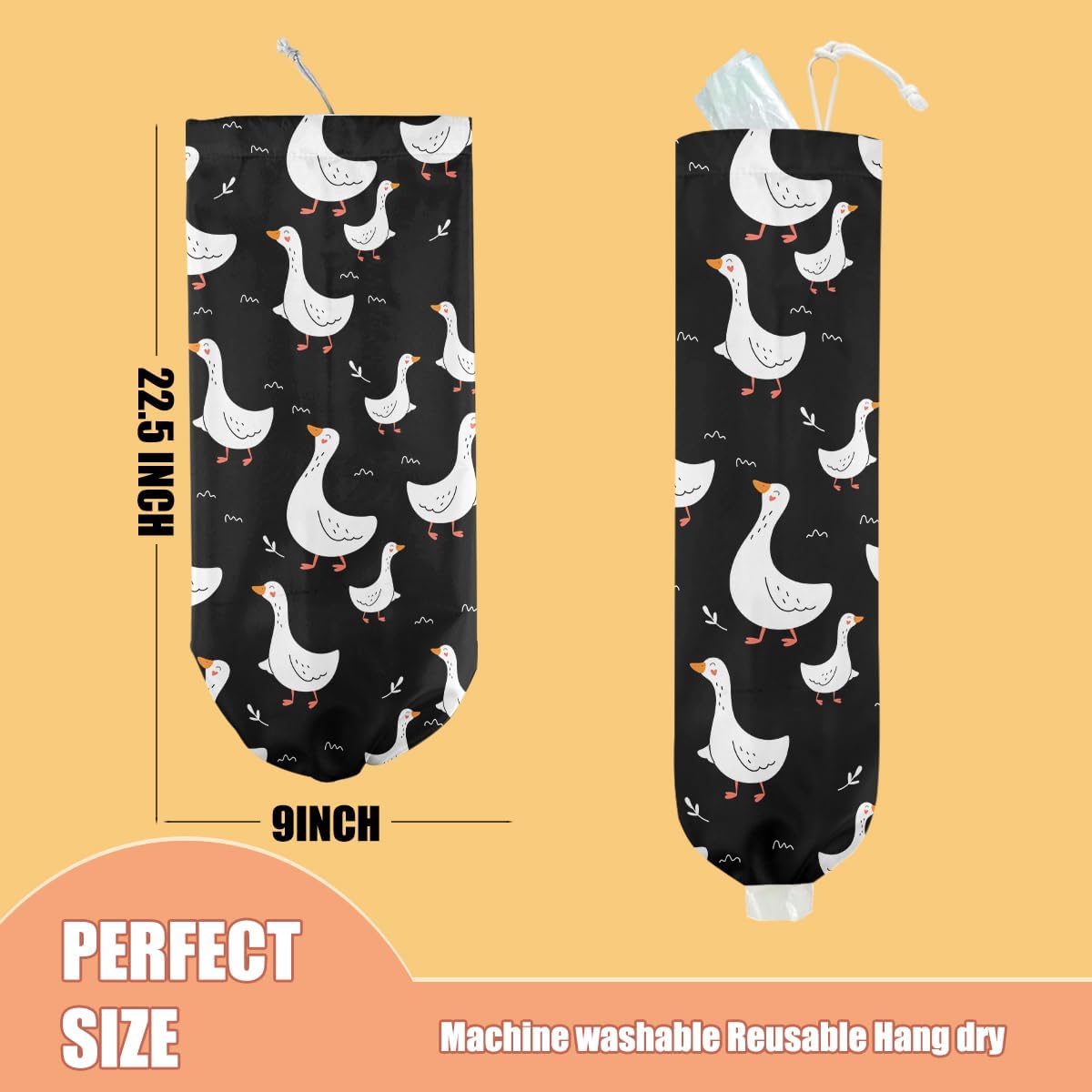 Buck Plastic Bag Holder, Wall Mount Grocery Bag Holder, Plastic Storage bag, Pull Rope Free Adjustment, Plastic Bag Holders for Grocery Bags, Plastic Bag Dispenser for Home Kitchen