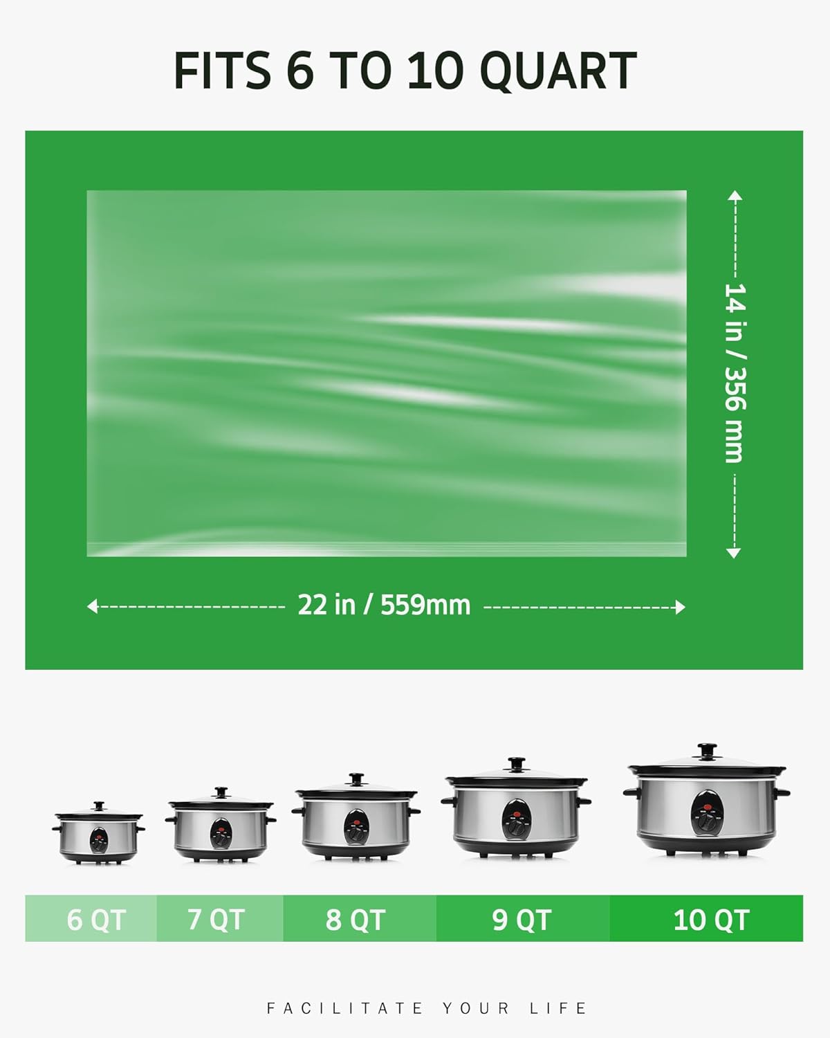 Syntus Slow Cooker Liners, 60 Count Cooking Bags Extra Large Size Disposable Pot Liners Plastic Bags, Fit 6QT to 10QT for Slow Cooker Cooking Trays, 14"x 22", 60 Liners
