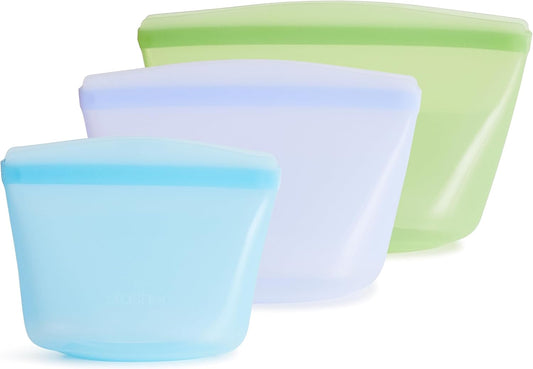 Stasher Premium Silicone Reusable Food Storage Bags, 3-Pack, Multi, Multi-Use Food Storage Bags, Lunch Bag, Travel Containers, BPA Free, Leak-free, Dishwasher-Safe, Eco-friendly