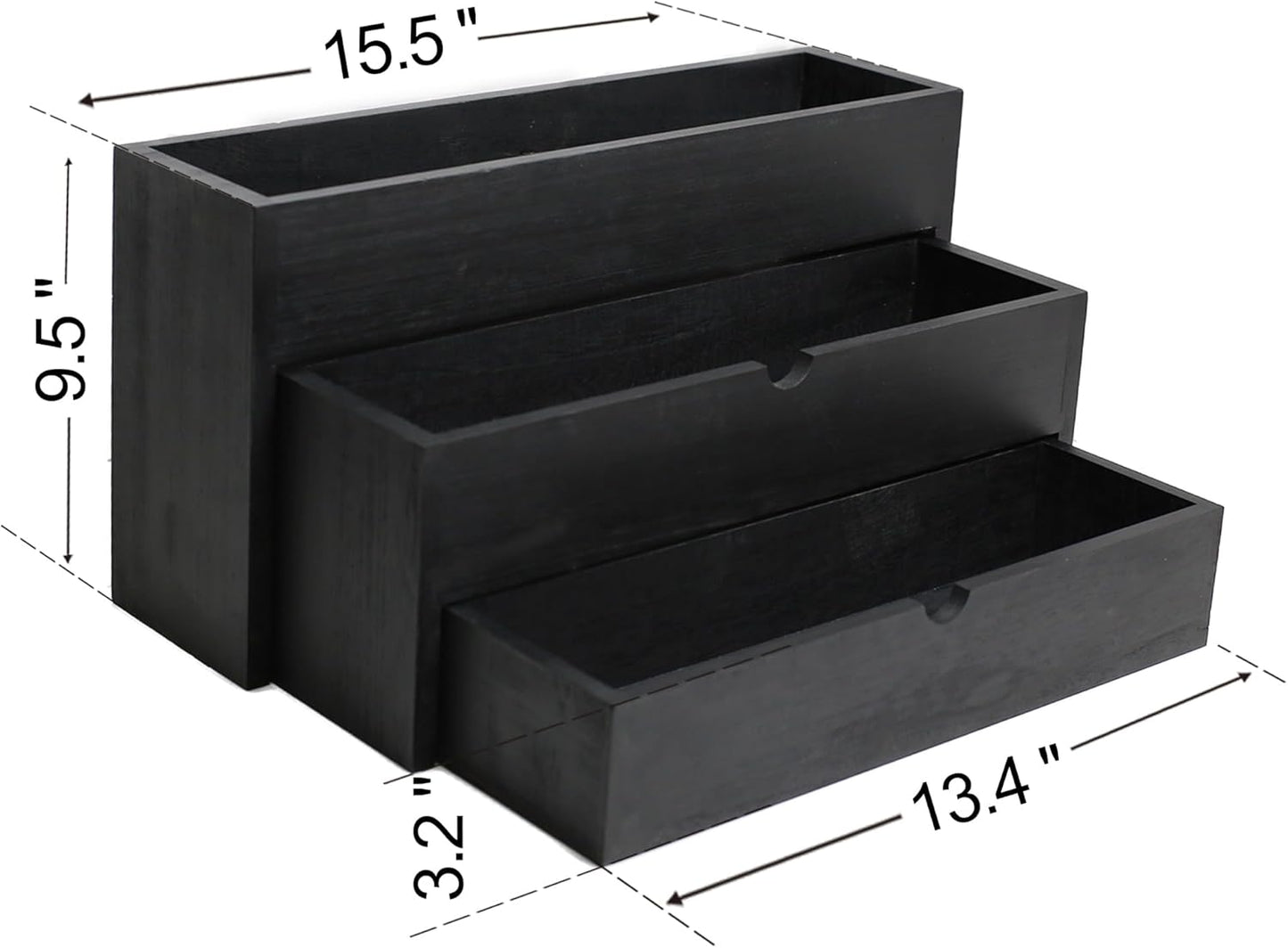 Black Wood Coffee Syrup Rack Organizer, 3-Tier Separated Bottle Holder for Coffee Bar, 12 Bottle(750ml) Storage Stand for Syrup, Wine, Dressing