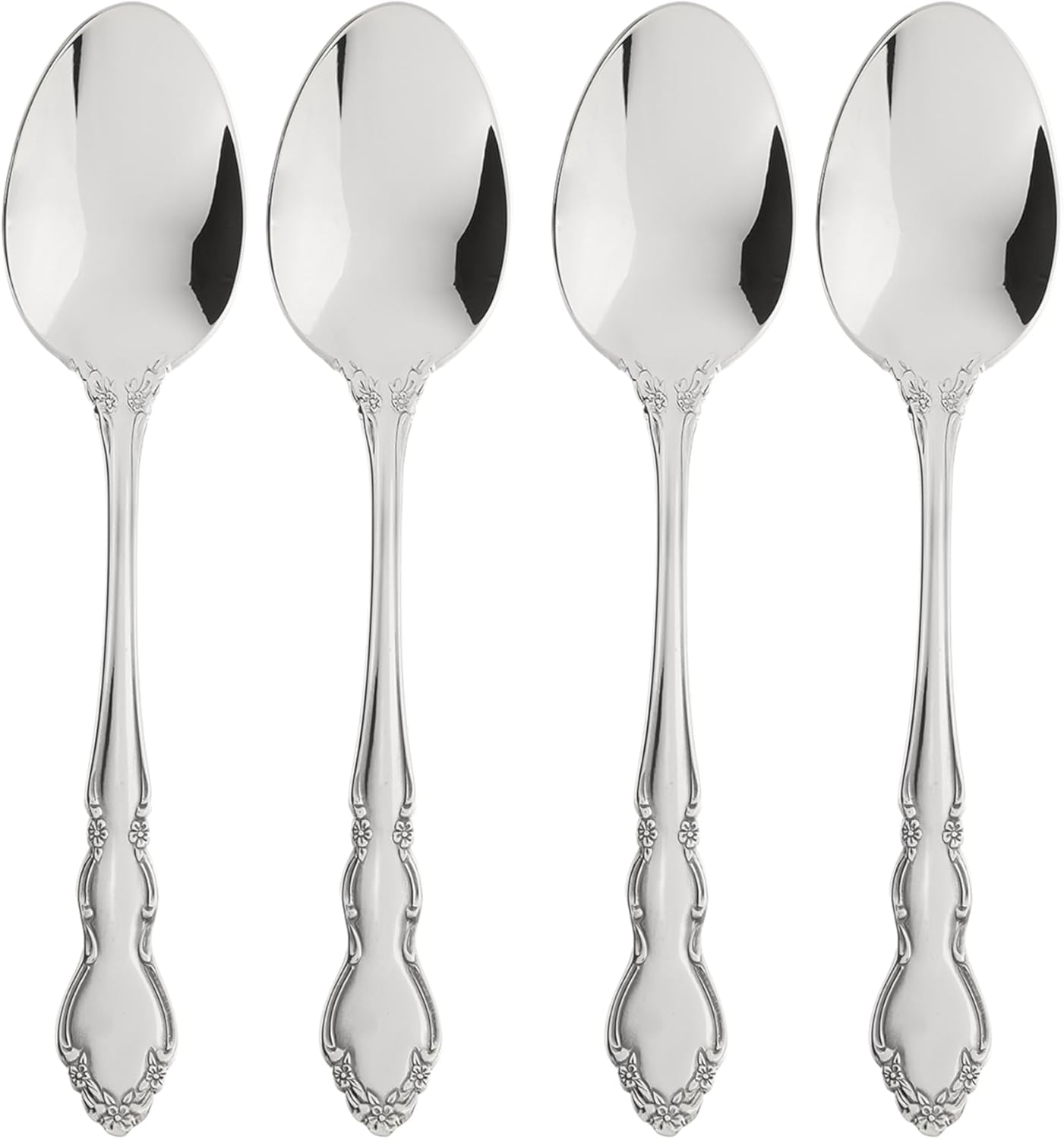 Oneida Dover Fine Flatware Teaspoons, Set of 4 , 18/10 Stainless Steel, Silverware Set, Dishwasher Safe