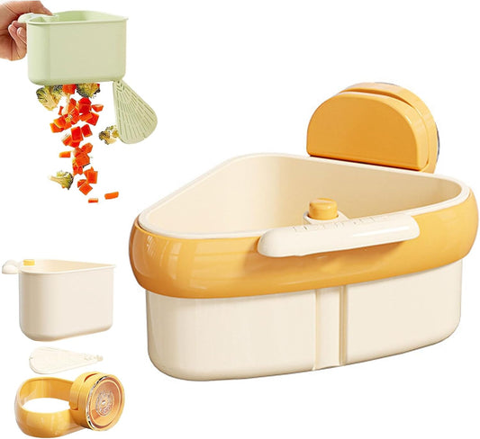 Suction Cup Sink Corner Rack, Triangular Sinks Basket Shelf, Automatic Dumping Corner Sink Strainer with Drain Hole, Food Waste Catcher (Yellow)
