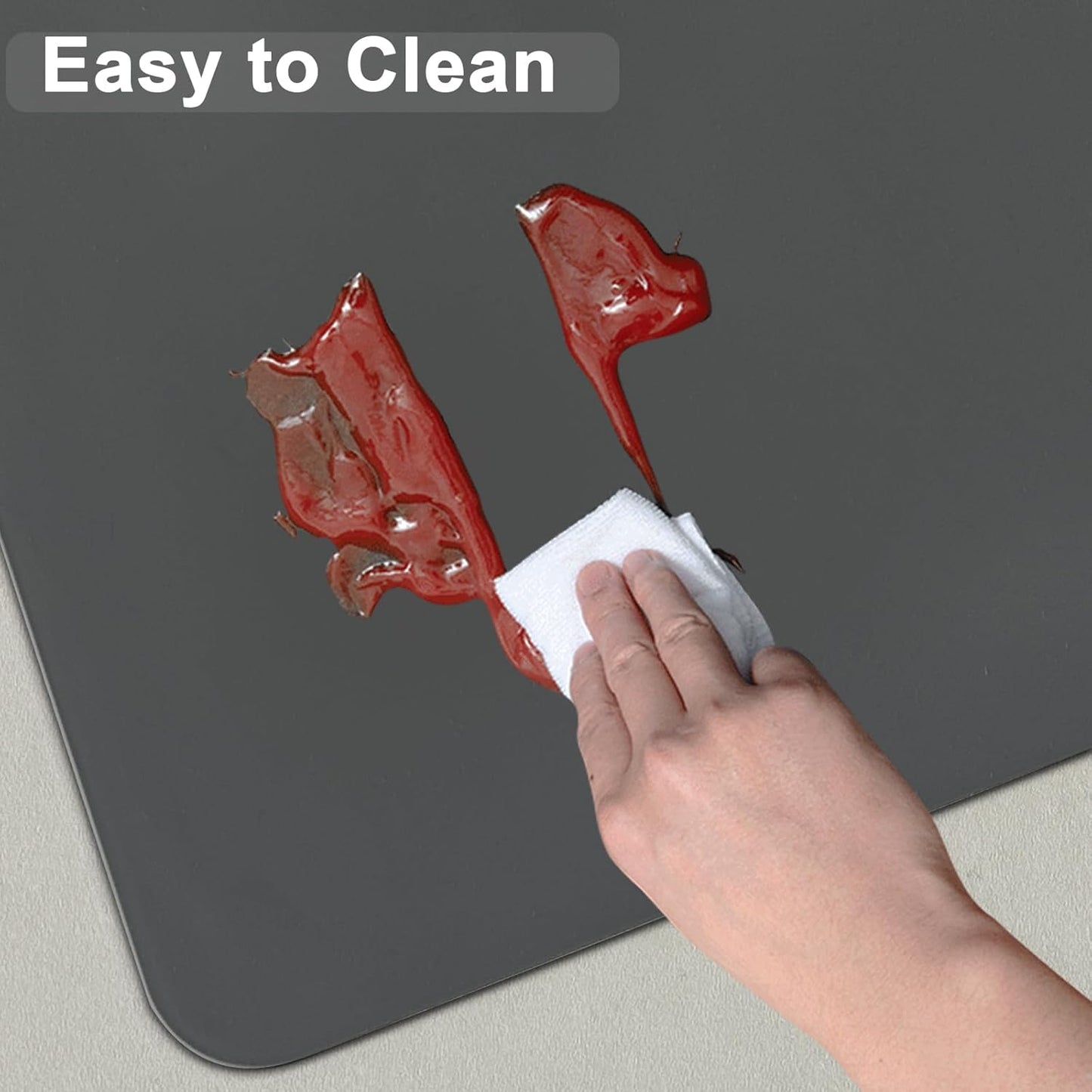 Large Silicone Mat, 48"x32"(120cmx80cm) Silicone Mats for Kitchen Counter, Non-Slip Heat Resistant Mat, Waterproof Countertop Protector for Craft, Dark Gray