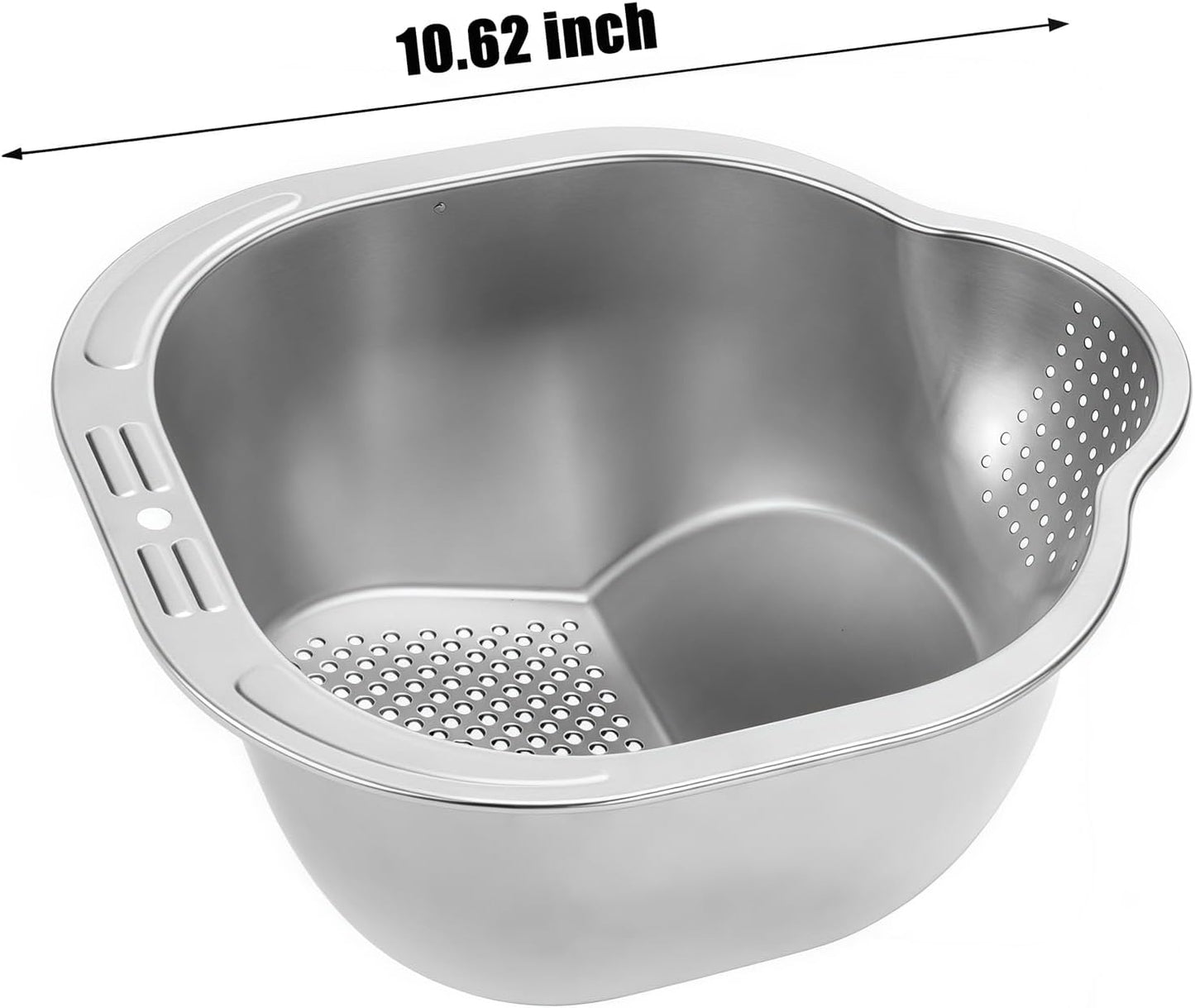Rice Washer Strainer Bowl Stainless Steel Colander Quinoa Washing Bowl Versatile Square Side Drainers for Cleaning Rinsing Fruits, Vegetables, and Beans - Multifunctional Drain Basket