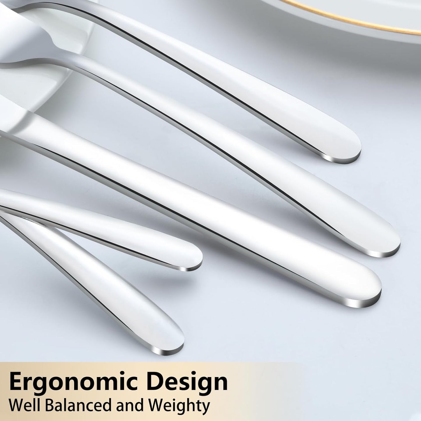 Pleafind 60-Pcs Silverware Set Service for 12, Premium Stainless Steel Flatware Set, Include Forks Spoons and Knives Set, Mirror Polished Cutlery Utensil Set for Home Restaurant, Dishwasher Safe