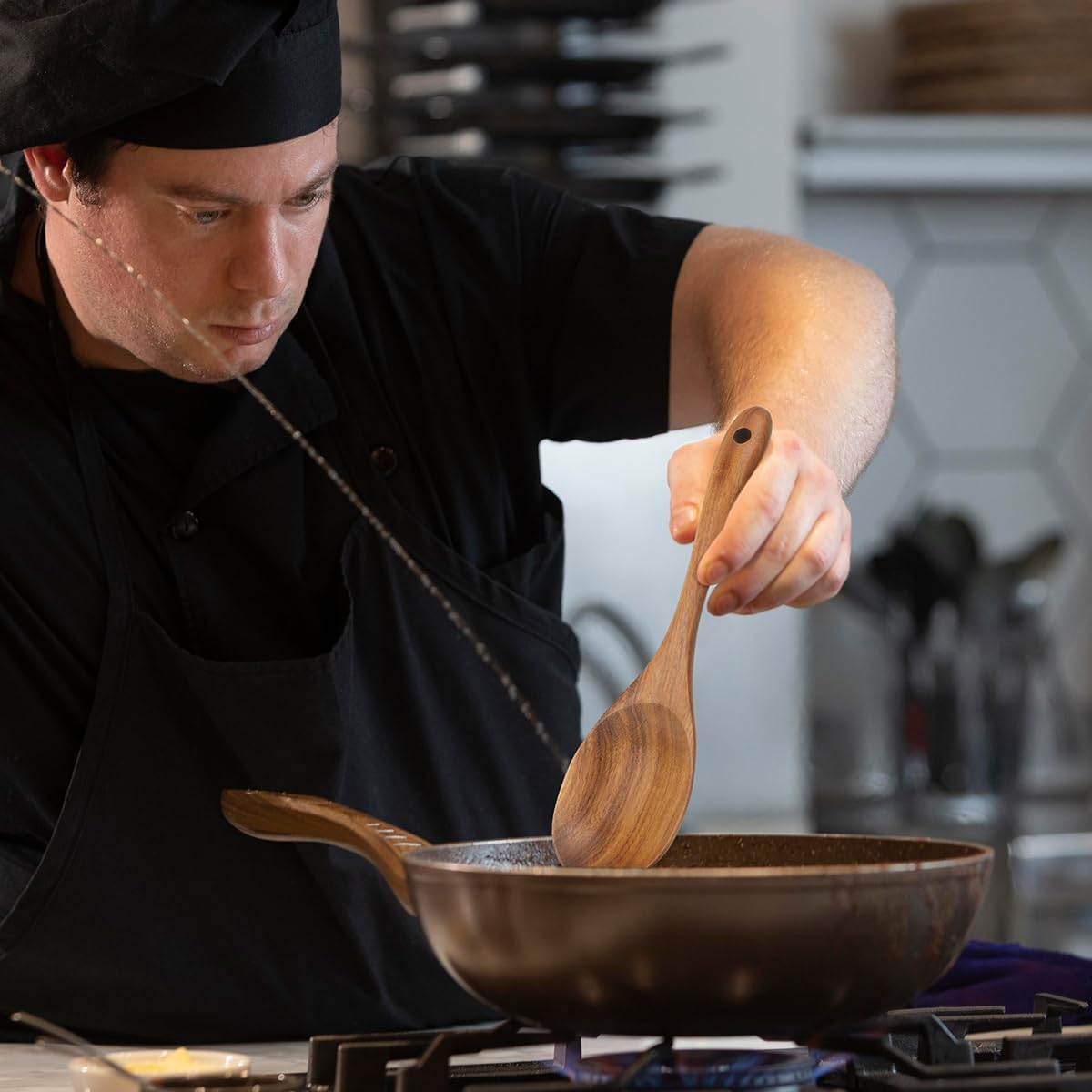 13-Inch Teak Wood Salad Serving Fork Pack of 2, Large Wood Salad Forks for Cooking, Mixing & Stirring, Large Serving Forks,Teak Wooden Salad Fork Set