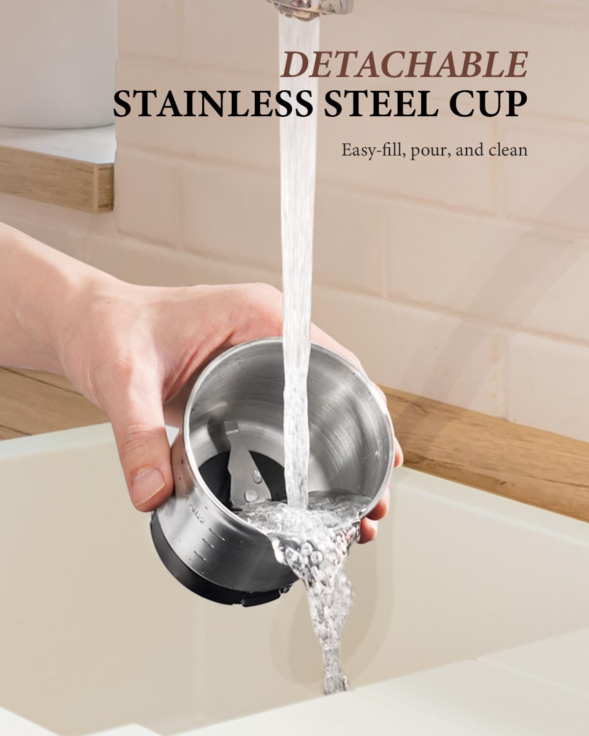 SHARDOR Adjustable Coffee Grinder Electric, Super Silent Electric Coffee Bean Grinder with Time-Memory Adjustment and Multi-Functional Stainless Steel Cup for Spices, Herbs, and Nuts Grinding, Gray