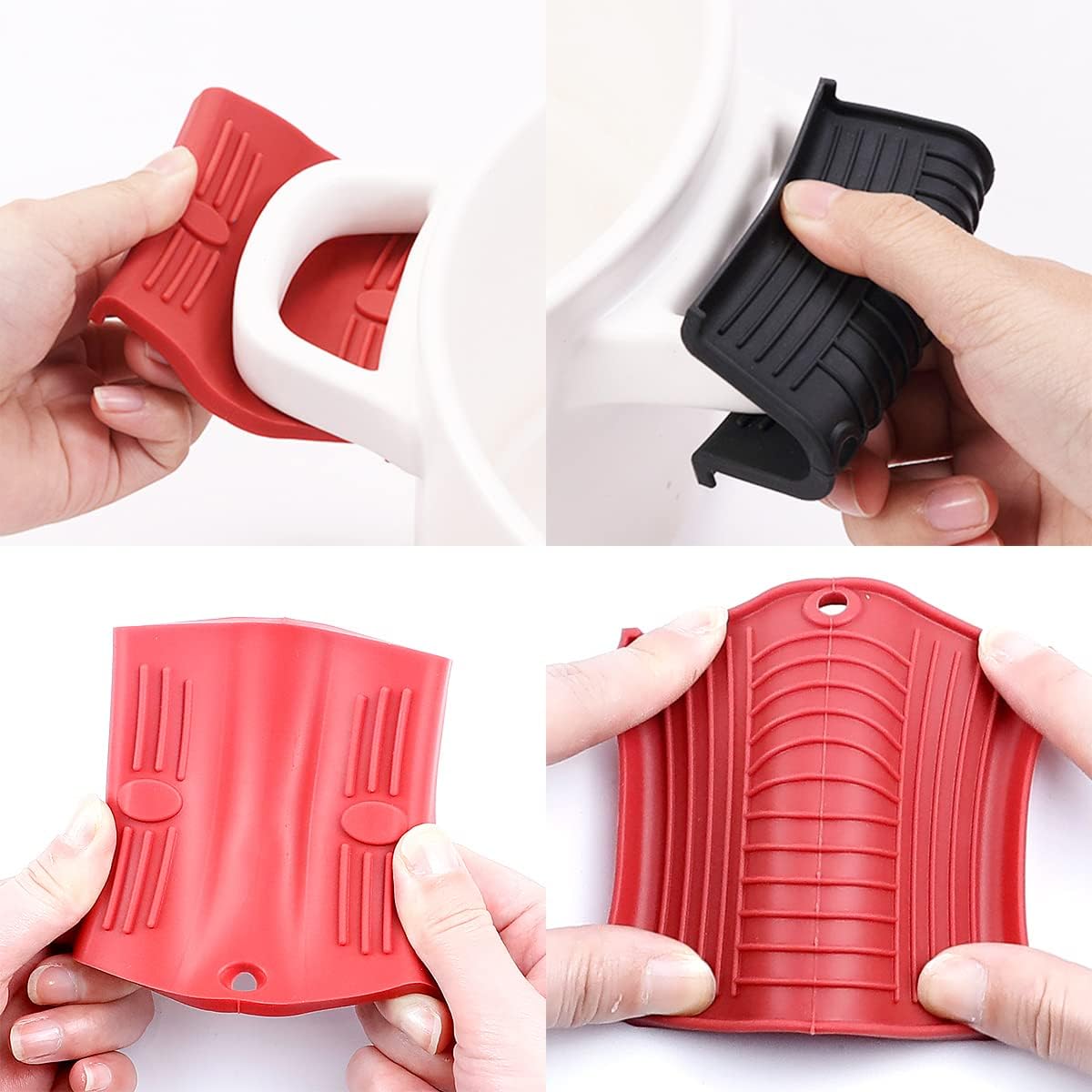 6 Pieces Silicone Heat Resistant Handle Covers Hot Pot Pan Grip Sleeves Non-Slip Pot Skillet Holder Washable Silicone Cover for Home Kitchen Cooking Accessories