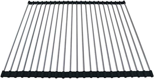 Ahyuan Roll up Dish Drying Rack Over The Sink Kitchen Roll up Sink Drying Rack Portable Dish Drainer Foldable Dish Drying Rack (Black, 20.5''X16.9'')