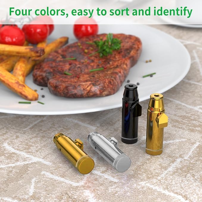 3 Pack Mini Pepper Shaker,Premium Metal Spice Dispenser and Sweetener Portable Travel Storage (Anodized Aluminum)