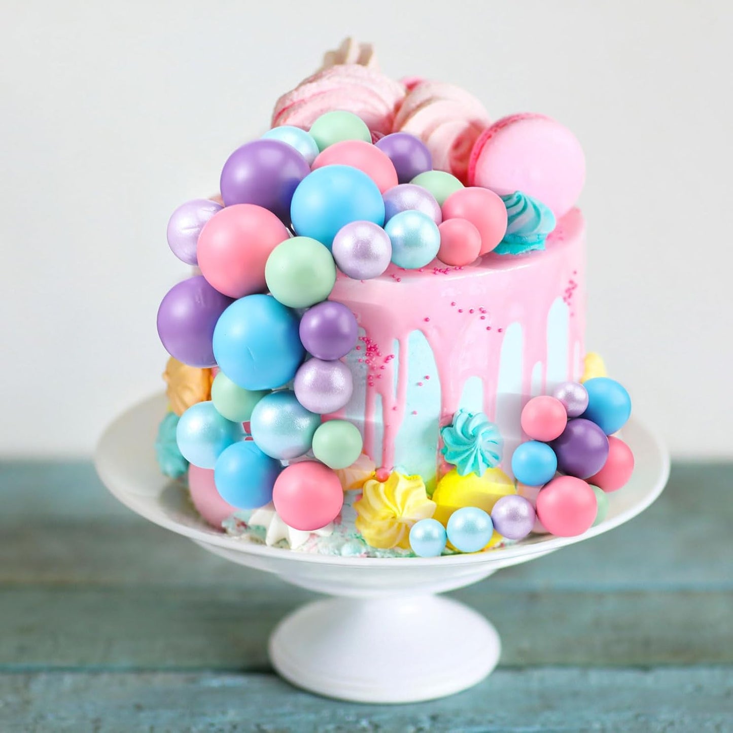 108 Pcs Balls Cake Topper DIY Cupcake Insert Foam Balloons for Cake Baking Wedding Anniversary Birthday Decoration(Bright Colors,Multi Sizes)