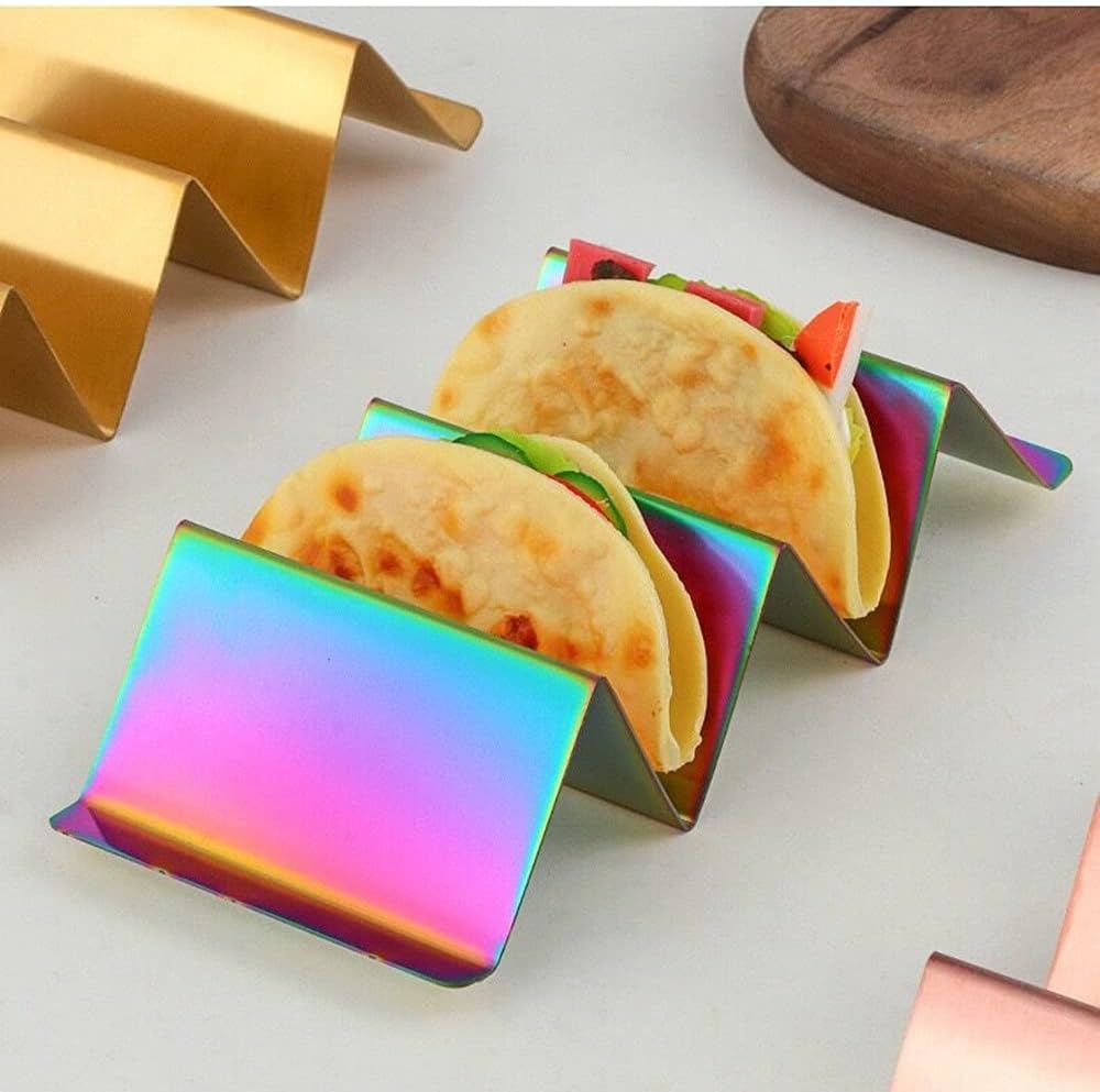Metal Taco Holder, Set of 6 Stainless Steel Taco Tray - Stackable Storage Durable and Easy to Clean, Dishwasher Oven Safe